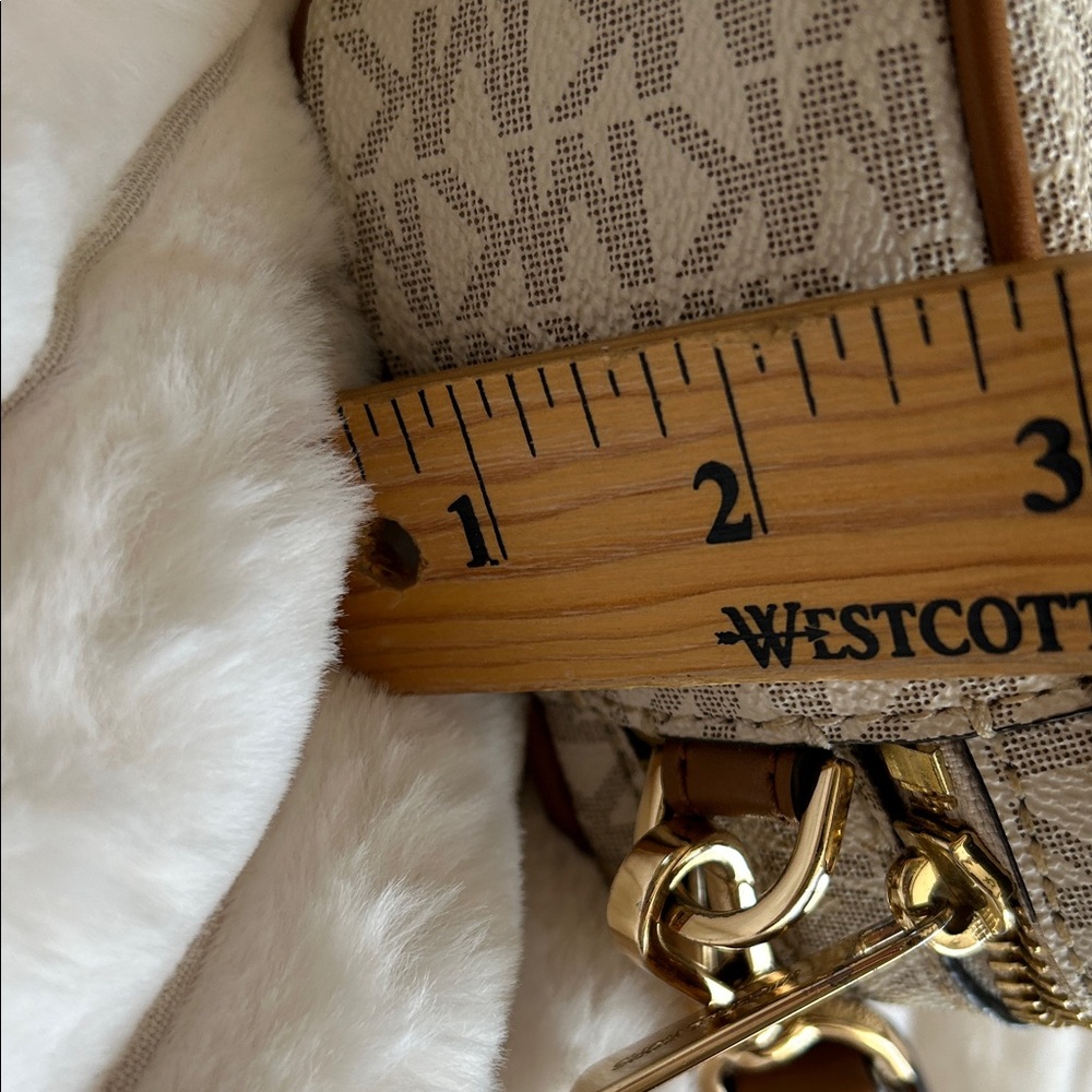 Michael Kors Monogram Cream and Tan Crossbody Bag - Picture 11 of 11